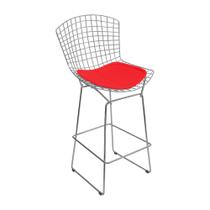 Banqueta Bertoia Cromada D70 Assento Sintético Vermelho