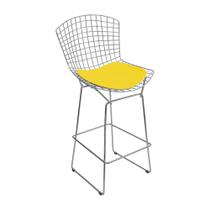 Banqueta Bertoia Cromada D80 Assento Sintético Amarelo