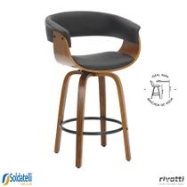Banqueta Betim Baixa 65cm até o Assento Base Madeira Giratória Preta e Marrom - Rivatti