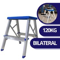 Banqueta Bilateral Prática Alumínio 2 Degraus Alumasa Cor Azul Banqueta Bilateral Prática Alumínio 2 Degraus Alumasa Cor Azul
