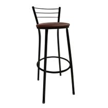 Banqueta Bistrô Aço Pintura Epóxi Preta Assento Marrom Banqueta Bistrô Aço Pintura Epóxi Preta Assento Marrom