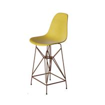 Banqueta Bistrô Alta Eames Amarela Base Ferro Cobre