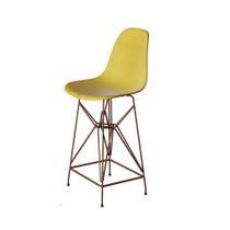 Banqueta Bistrô Alta Eames Eiffel Amarela Base Ferro Cobre