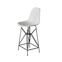 Banqueta Bistrô Alta Eames Eiffel Branca Base Ferro Preto