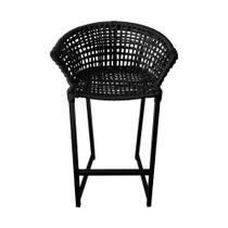 Banqueta Bistrô em Corda Naútica Preta Base Alumínio Reis