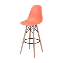Banqueta Boxbit Dkr Eames Polipropileno Laranja Base Madeira