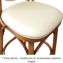 Banqueta Bruna Selva alt esp 60cm estofada facto dunas pérola Madeira Maciça Gourmet Bancada Bistrô