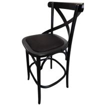 Banqueta Bruna X Selva Miolo Estofada Rattan tingido tabaco Gourmet Bancada Bistrô