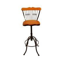 Banqueta Cadeira de Jantar Para Bistrô e Mesa de Chá Estilo Industrial Rustico Vintage Ajustável Giratória Ferro e Madeira Artesanal
