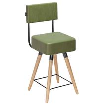 Banqueta Cadeira Decorativa Barcelona 73cm com Encosto Corano Verde - Desk Design