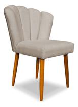 Banqueta Cadeira Pétala em Linho cor Palha, ideal para Sala de Estar e Penteadeira