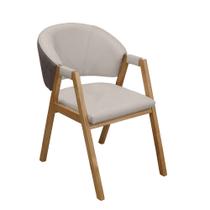 Banqueta Cadeira Roma Base em Madeira de Eucalipto com Revestimento Versátil Linho Bege/Marrom