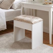 Banqueta Camarim Plus Estofada Assento Macio para Penteadeira Quarto Maquiagem - Branco Banqueta Camarim Plus Estofada Assento Macio para Penteadeira Quarto Maquiagem - Branco