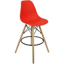 Banqueta Charles Eames Eiffel Wood Design Base Fixa Madeira - Vermelha