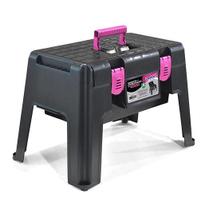 Banqueta com Compartimento Multiuso com Trava e Alça Rosa Rosa Arqplast