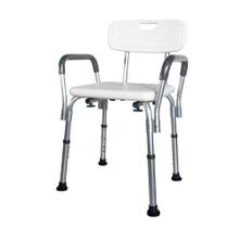 Banqueta Com Encosto Alça Lateral Braço Idoso 100kg Aluminio Cadeira Banho Idoso Higiênica Geriátrica Inoxidável Antiderrapante