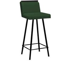 Banqueta Com Encosto Menne Eiffel Bistrô Cozinha Aplique Ferro Preto Suede Verde - Ahz Móveis