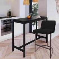 Banqueta Com Encosto Noah Luxo Confort Bistrô Cozinha Ferro Marrom Suede Preto - Ahz Móveis