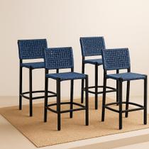 Banqueta Corda Nautica Azul Varada Sacada Sala Balcão Kit 4 Eletrostática Banqueta Corda Nautica Azul Varada Sacada Sala Balcão Kit 4 Eletrostática