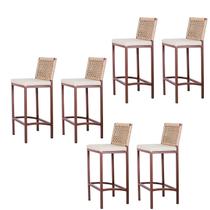 Banqueta Corda Nautica Marrom Varada Sacada Sala Balcão Kit6 Banqueta Corda Nautica Marrom Varada Sacada Sala Balcão Kit6