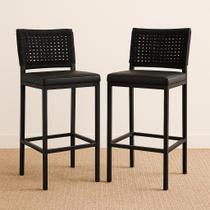 Banqueta Corda Nautica Preta - Varada, Sacada, Sala, Balcão - Kit 2