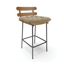 Banqueta Costela Suede Base Metálica Preto J01 - D'Rossi