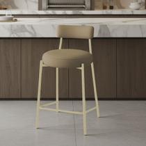 Banqueta Cozinha Alta com Encosto Industrial Champanhe Londres New Couro Flex D03 - D Rossi