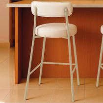 Banqueta Cozinha Alta com Encosto Industrial Champanhe Londres PU Branco D03 - D Rossi Banqueta Cozinha Alta com Encosto Industrial Champanhe Londres PU Branco D03 - D Rossi