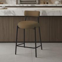 Banqueta Cozinha Alta com Encosto Industrial Preto Londres New Couro Flex D03 - D Rossi