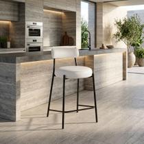 Banqueta Cozinha Alta com Encosto Industrial Preto Londres PU D03 - D'Rossi