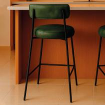 Banqueta Cozinha Alta com Encosto Industrial Preto Londres PU Verde D03 - D Rossi Banqueta Cozinha Alta com Encosto Industrial Preto Londres PU Verde D03 - D Rossi