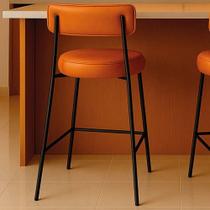 Banqueta Cozinha Alta Com Encosto Industrial Preto Londres Pu Whisky D03 - D'rossi