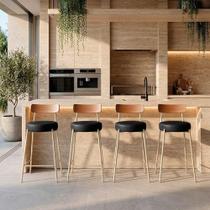 Banqueta Cozinha Alta D03 Assento PU Base Fixa com Encosto 95cm Preto D'Rossi
