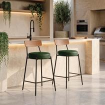 Banqueta Cozinha Alta Encosto Castanho Kit2 Industrial Preto Londrina PU D03 - D Rossi Banqueta Cozinha Alta Encosto Castanho Kit2 Industrial Preto Londrina PU D03 - D Rossi