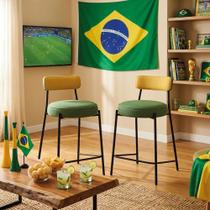 Banqueta Cozinha Alta Londres Kit2 Napoli Hidrorepelente Verde e Amarelo D03 - D Rossi
