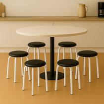 Banqueta Cozinha Baixa Empilhável Industrial Kit 6 Jully Branco/Preto D03 - D Rossi
