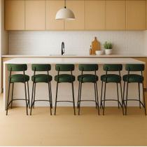 Banqueta Cozinha Média com Encosto Industrial Champanhe Kit 6 Londres PU D03 - D Rossi Banqueta Cozinha Média com Encosto Industrial Champanhe Kit 6 Londres PU D03 - D Rossi