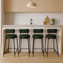 Banqueta Cozinha Média Com Encosto Industrial Preto Kit 4 Londres Pu Verde D03 - D'rossi Banqueta Cozinha Média Com Encosto Industrial Preto Kit 4 Londres Pu Verde D03 - D'rossi