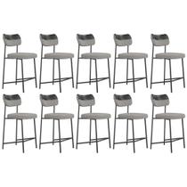 Banqueta Cozinha Média Kit 10 Milli Linho Cinza/Preto A14 - Mpozenato Banqueta Cozinha Média Kit 10 Milli Linho Cinza/Preto A14 - Mpozenato