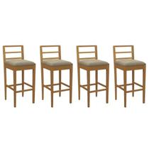 Banqueta Cozinha Sofia 1BMM006CA Premium Madeira Maciça Kit 4 Un Carvalho/Boucle Bege Fendi - Kappesberg