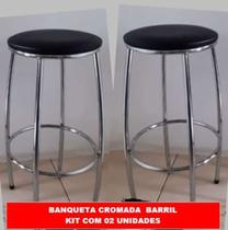 Banqueta cromada barril - kit com 2 unidades