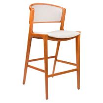 Banqueta Cyndi 53cm Madeira Maciça Factor Off White - Sallar Home Banqueta Cyndi 53cm Madeira Maciça Factor Off White - Sallar Home