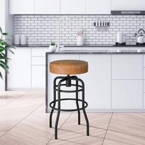 Banqueta de Aço Giratória Paris Preto/Caramelo