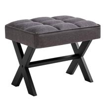 Banqueta de apoio para os pés IBUYKE, quadrada pequena, de linho, cinza escuro, WBD011G Banqueta de apoio para os pés IBUYKE, quadrada pequena, de linho, cinza escuro, WBD011G