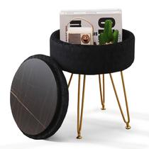 Banqueta de apoio para pés Storage Ottoman Cpintltr Modern Velvet preta