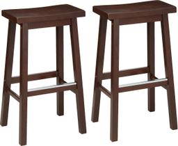 Banqueta de bar Amazon Basics, assento de selim de madeira maciça, 29 polegadas, pacote com 2 unidades
