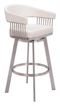 Banqueta de bar Zuo Bantry Swivel em material sintético branco com apoio de braço