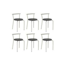 Banqueta de Cozinha 105 Kit 6 Uni Prata/Courano Preto - Carraro