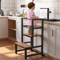 Banqueta de Cozinha INNOD para Crianças com Corrimão de Segurança - Marrom Banqueta de Cozinha INNOD para Crianças com Corrimão de Segurança - Marrom