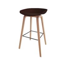 Banqueta de Cozinha Preta com Pés de Madeira - Modelo Wood com 75cm